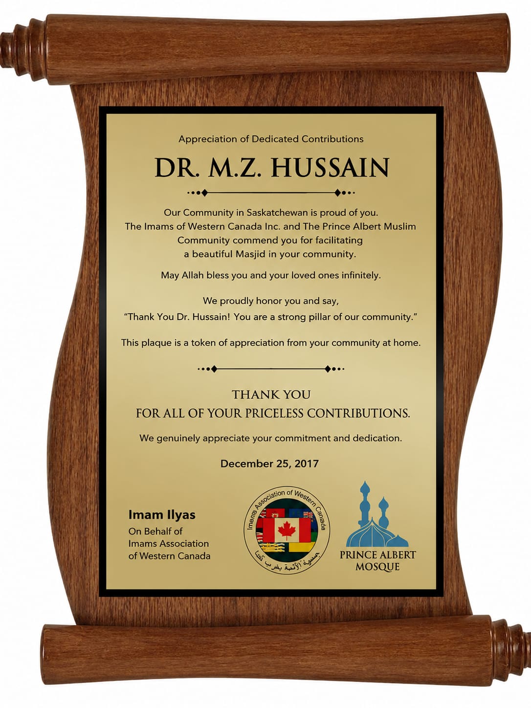 Appreciation from the Prince Albert community